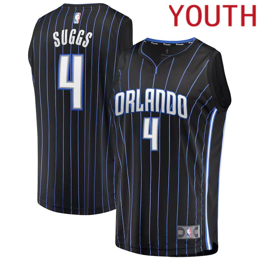 Youth Orlando Magic 4 Jalen Suggs Fanatics Branded Black Draft First Round Pick Fast Break Replica NBA Jersey